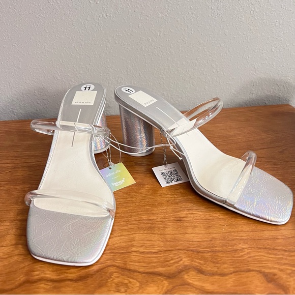 Dolce Vita Silver High-Heeled Sandals Noles pride heel - Picture 3 of 7